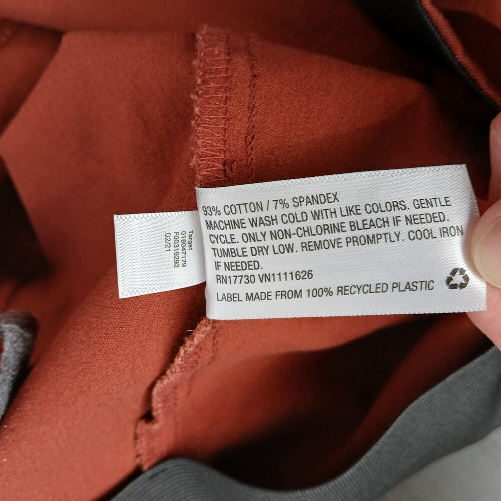 A New Day Slim Straight Leg Pintuck Ankle Pants 8 red-orange stretch high waist - Picture 6 of 14